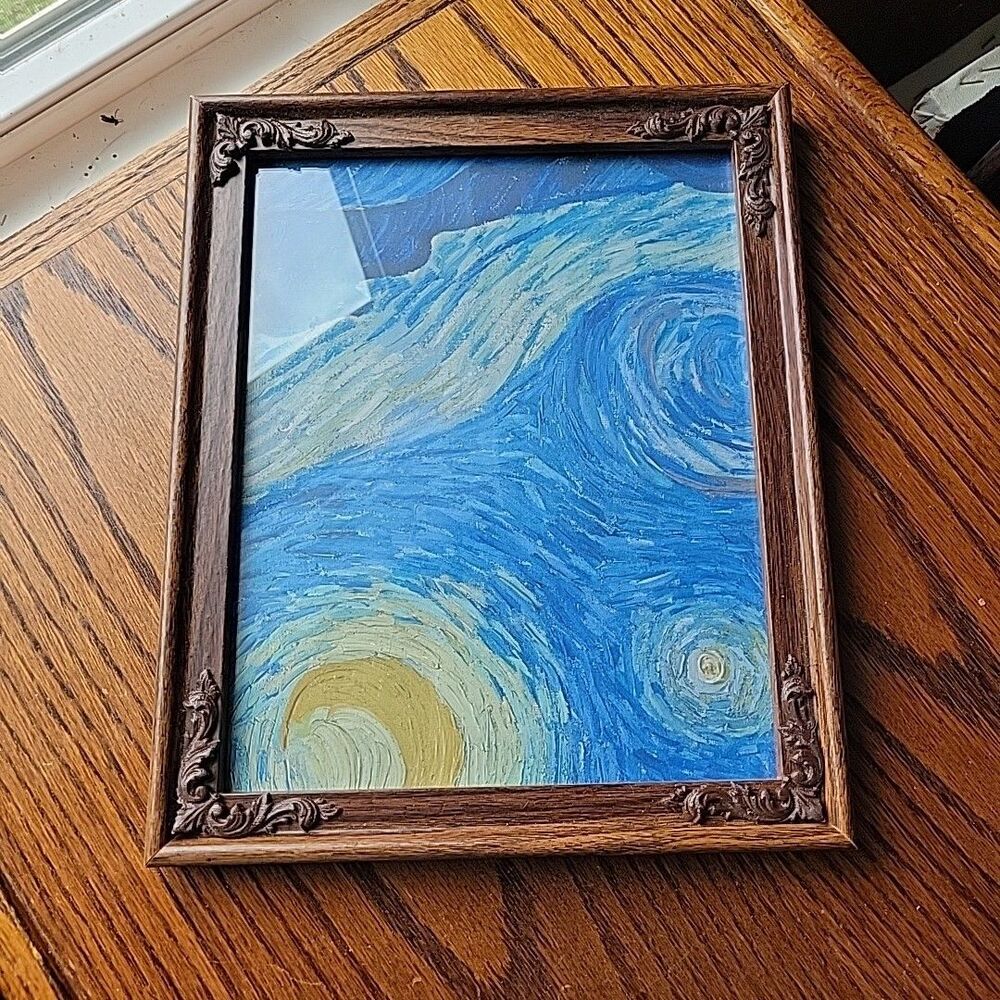 VTG Intercraft Ornate Faux Wood Photo Frame Raised Finial Corners For 8x10 Photo